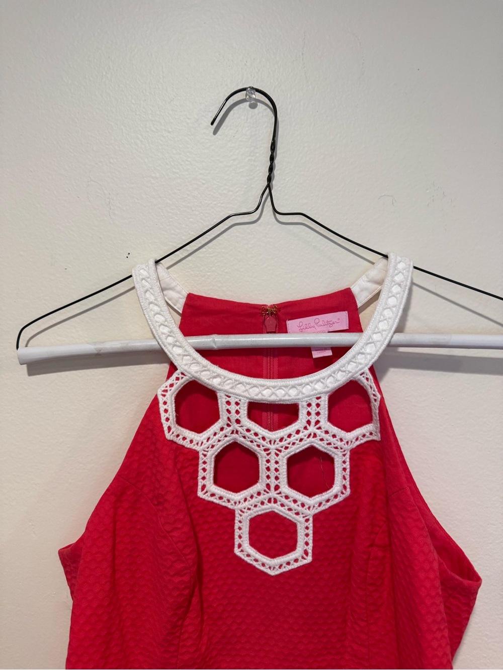 Lilly Pulitzer Pink Hexagon Trim Halter Top Size 2